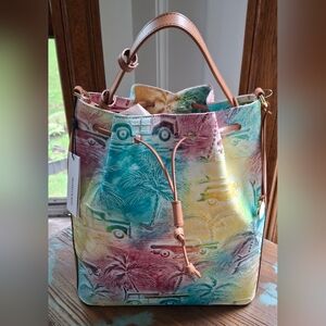 Brahmin NWT Marlowe Celebrate Copa Cabana Bucket Shoulder Leather Handbag